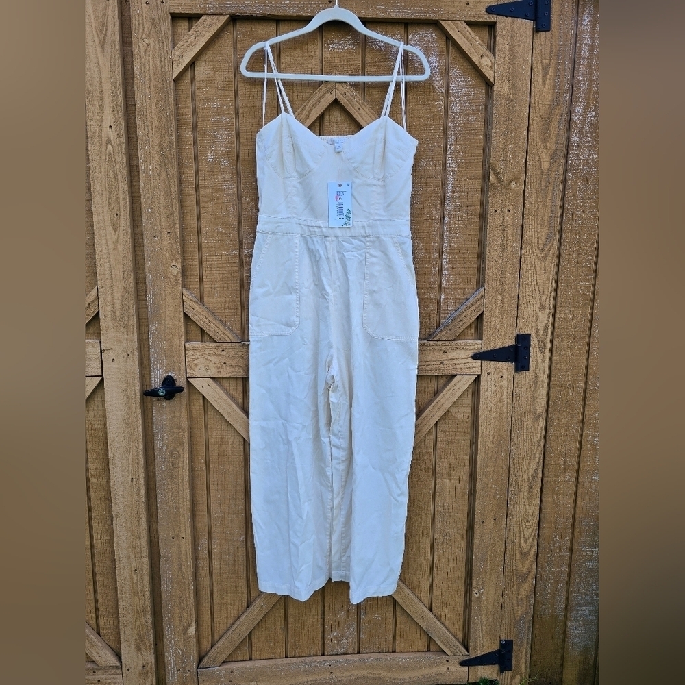 Chelsea & Violet Women Size 10 Bustier Wide Leg Jumpsuit Cream Neutral NWT